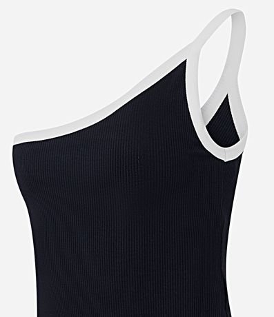 Vestido en Rib con Hombro Único y Viés Contrastantes 6