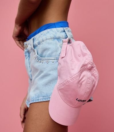 Gorra en Sarga con Aba Curva y Bordado Lover