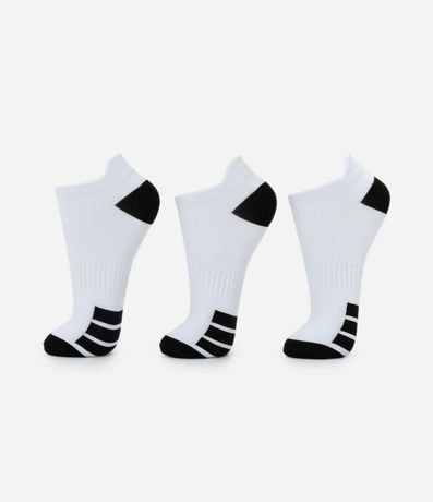 Kit 03 Medias Deportivas Caña Corta en Poliamida con Rayas