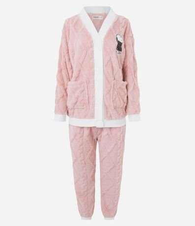 Pijama Largo en Fleece con Cardigan Snoopy