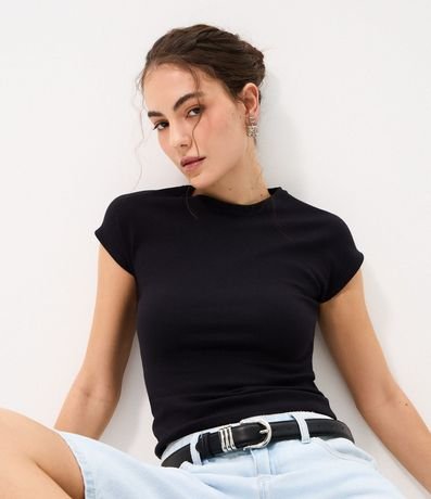Blusa Básica en Rib con Hombro Caído