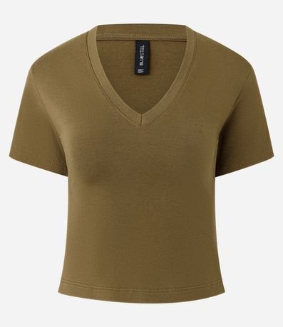 Blusa Regular en Cotton con Escote V 4