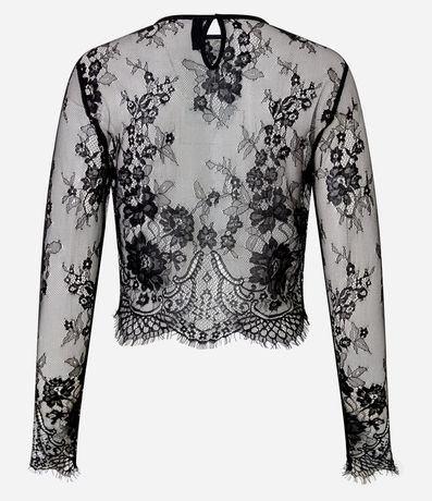 Blusa Cuello Alto con Diseños de Flores en Encaje 7