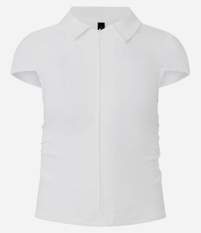 Blusa en Bengalina con Cuello Polo y Zìper 4