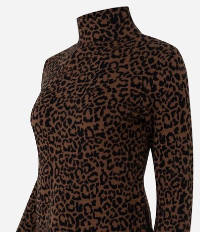 Blusa en Jacquard con Cuello Alto y Estampa de Animal Print 6