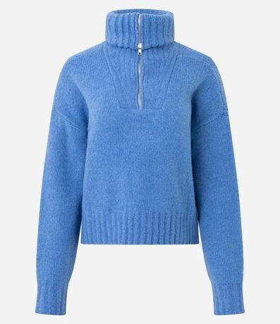 Suéter Regular en Punto con Cuello Alto