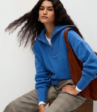 Suéter Regular en Punto con Cuello Alto 6