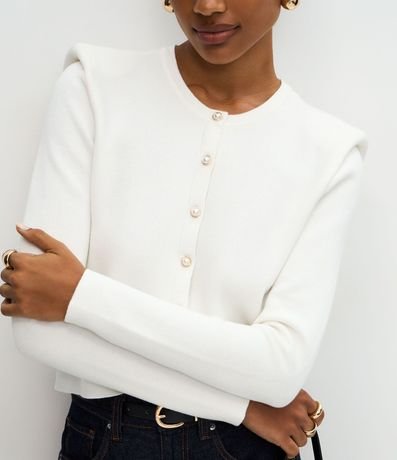Cardigan Regular en Punto con Hombreras 4