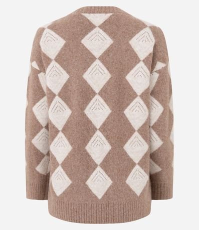Cardigan Alargado en Punto con Estampa de Cuadros Argyle 8