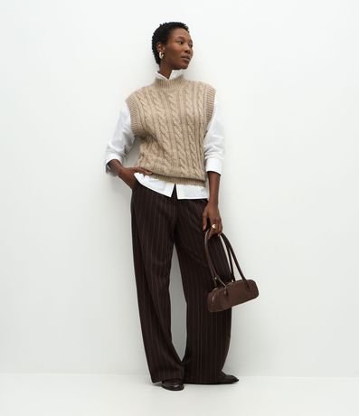 Chaleco Largo en Tricot Pesado con Cuello Alto 2