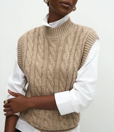 Chaleco Largo en Tricot Pesado con Cuello Alto 4