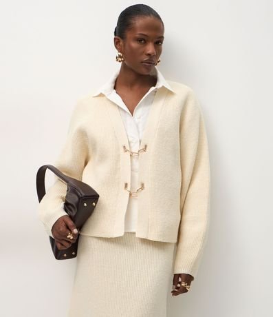 Cardigan Oversize Estructurado en Tricot con Hebillas