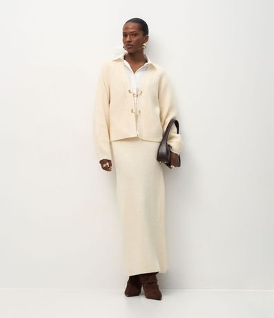 Cardigan Oversize Estructurado en Tricot con Hebillas 2