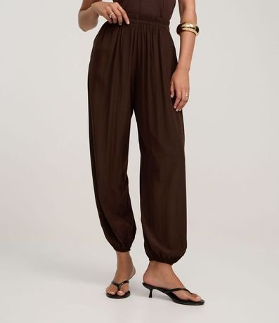 Pantalón Boho Balloon en Viscosa con Cintura Elástica y Bajo 3