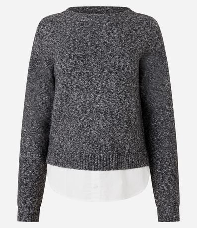 Suéter Regular en Punto con Efecto de Camisa Embutida 5
