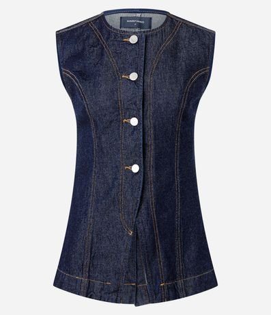 Chaleco Acinturado en Jeans con Costura Aparente 5