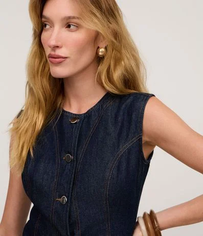 Chaleco Acinturado en Jeans con Costura Aparente 3