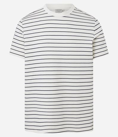 Remera Regula en Algodón con Estampa de Rayas