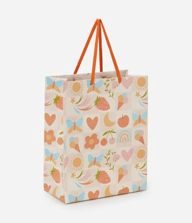 Bolsa Mediana para Presente de Papel Texturizado con Estampado