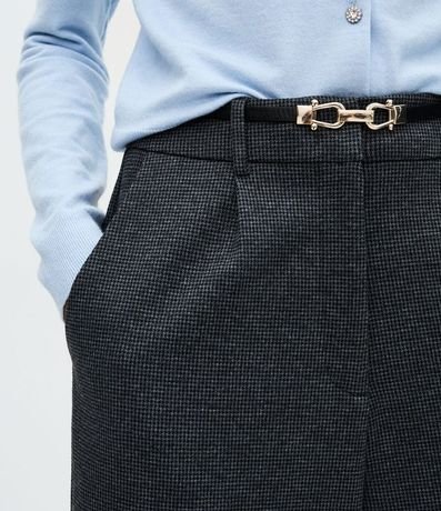 Pantalón de Cuadros en Punto Roma con Cinturón Fino 4