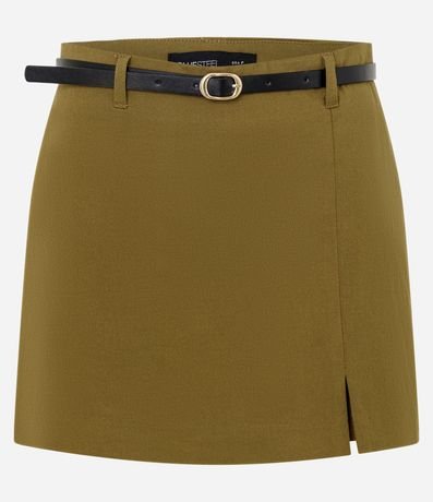 Short Pollera en Bengalina con Cinturón y Encaje Delantero 5