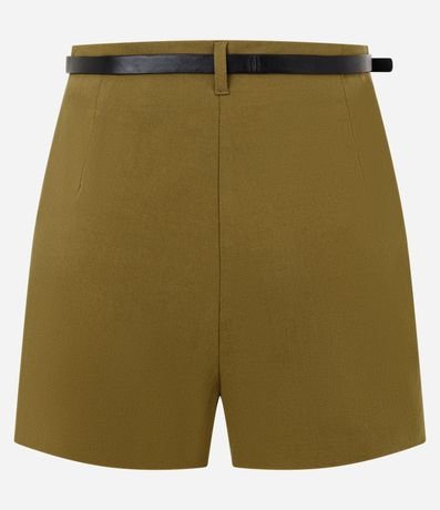 Short Pollera en Bengalina con Cinturón y Encaje Delantero 6