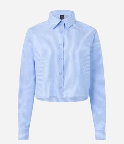 Camisa Cropped Manga Larga con Estampado Rayada 4