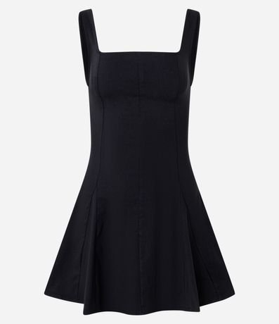 Vestido Evasê corto en Bengalina con Escote Cuadrado 6