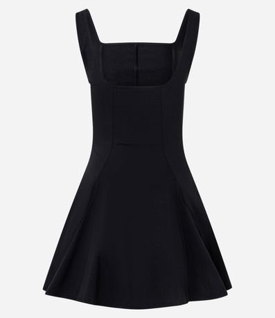 Vestido Evasê corto en Bengalina con Escote Cuadrado 7