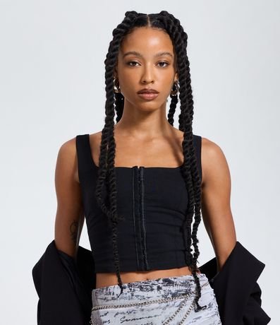 Blusa Corsetada en Bengalina con Cierre Delantero