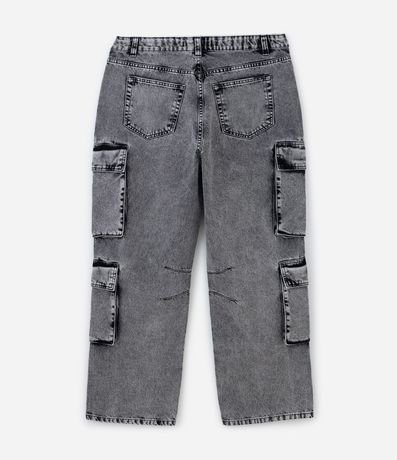 Pantalón Recto  en Jeans con Bolsillo Cargo y Efecto Desteñido 7