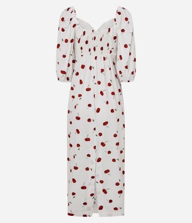 Vestido Largo con Marga Corta y Estampado de Cerezas 7