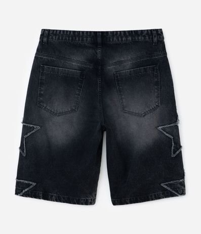 Bermuda Baggy Relaxed en Jeans con Apliques de Estrellas Desfiadas 5