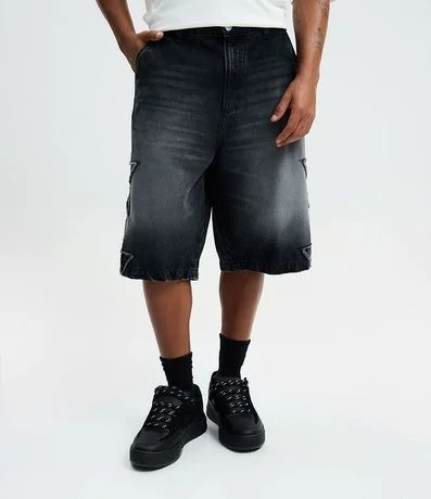 Bermuda Baggy Relaxed en Jeans con Apliques de Estrellas Desfiadas 2