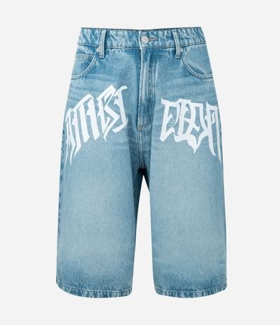 Bermuda Baggy Relaxed en Jeans con Estampado Lettering 4