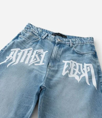 Bermuda Baggy Relaxed en Jeans con Estampado Lettering 6