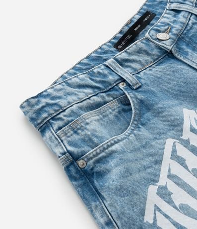 Bermuda Baggy Relaxed en Jeans con Estampado Lettering 7