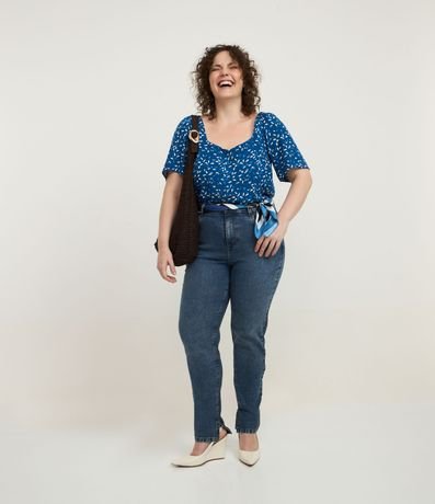 Pantalón Skinny en Jeans con Elastano y Abertura en el Ruedo