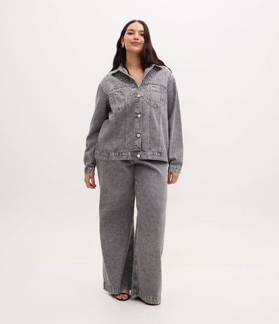 Campera Oversized en Jeans con Aplicaciones de Brillos Curve & Plus Size 2