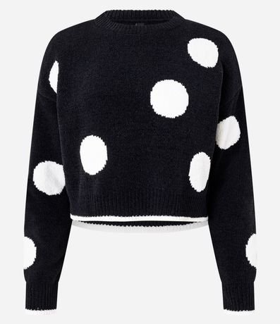 Suéter Slim en Punto con Estampado de Lunares y Sisa Deslocada