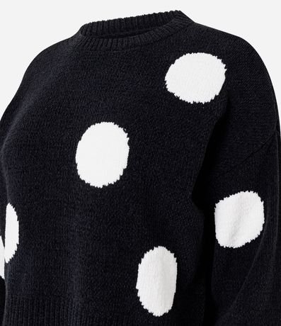 Suéter Slim en Punto con Estampado de Lunares y Sisa Deslocada 2