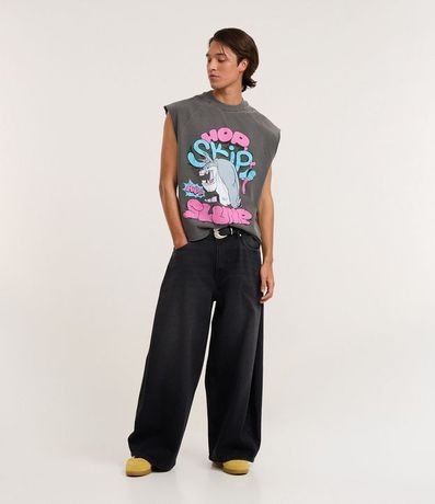 Musculosa Boxy en Algodón Desteñido con Estampa Looney Tunes 2