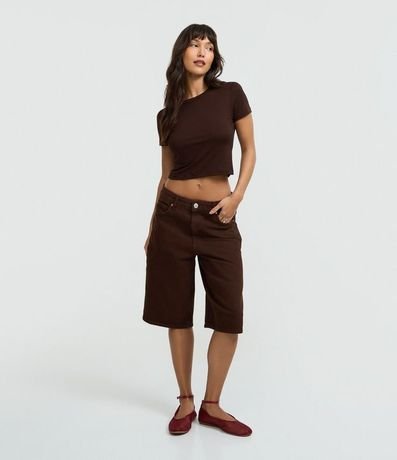 Blusa Cropped Básica en Rib con Manga Corta 2