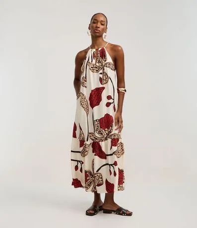 Vestido Evasê Midi en Crepé con Estampado Floral 2