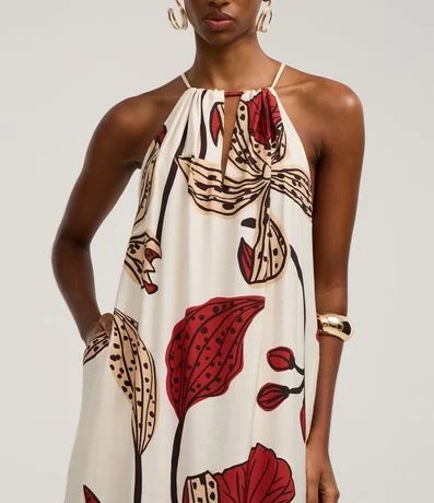 Vestido Evasê Midi en Crepé con Estampado Floral 4