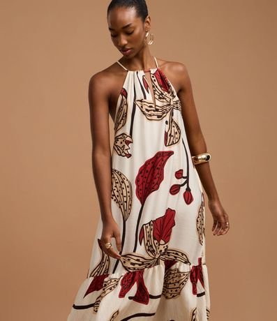 Vestido Evasê Midi en Crepé con Estampado Floral 5