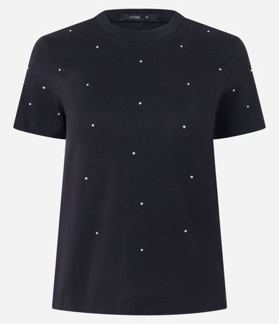 Blusa en Algodón con Cuello Redondo y Brillo 5