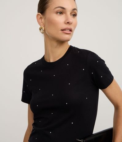 Blusa en Algodón con Cuello Redondo y Brillo 3