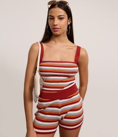 Short Regular en Punto con Estampado de Rayas 2