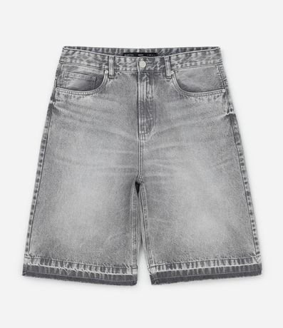 Bermuda Baggy en Jeans con Detalles de Costura